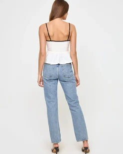 Discount Agnes Top - Cream-Black Tops