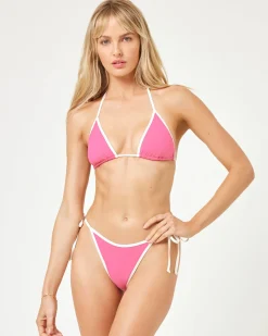 Hot Aspen Bikini Top - Bubblegum Pink-Cream Triangle|Bikini Tops