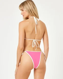 Hot Aspen Bikini Top - Bubblegum Pink-Cream Triangle|Bikini Tops