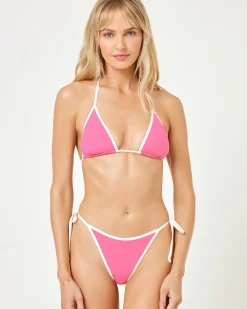 Hot Aspen Bikini Top - Bubblegum Pink-Cream Triangle|Bikini Tops