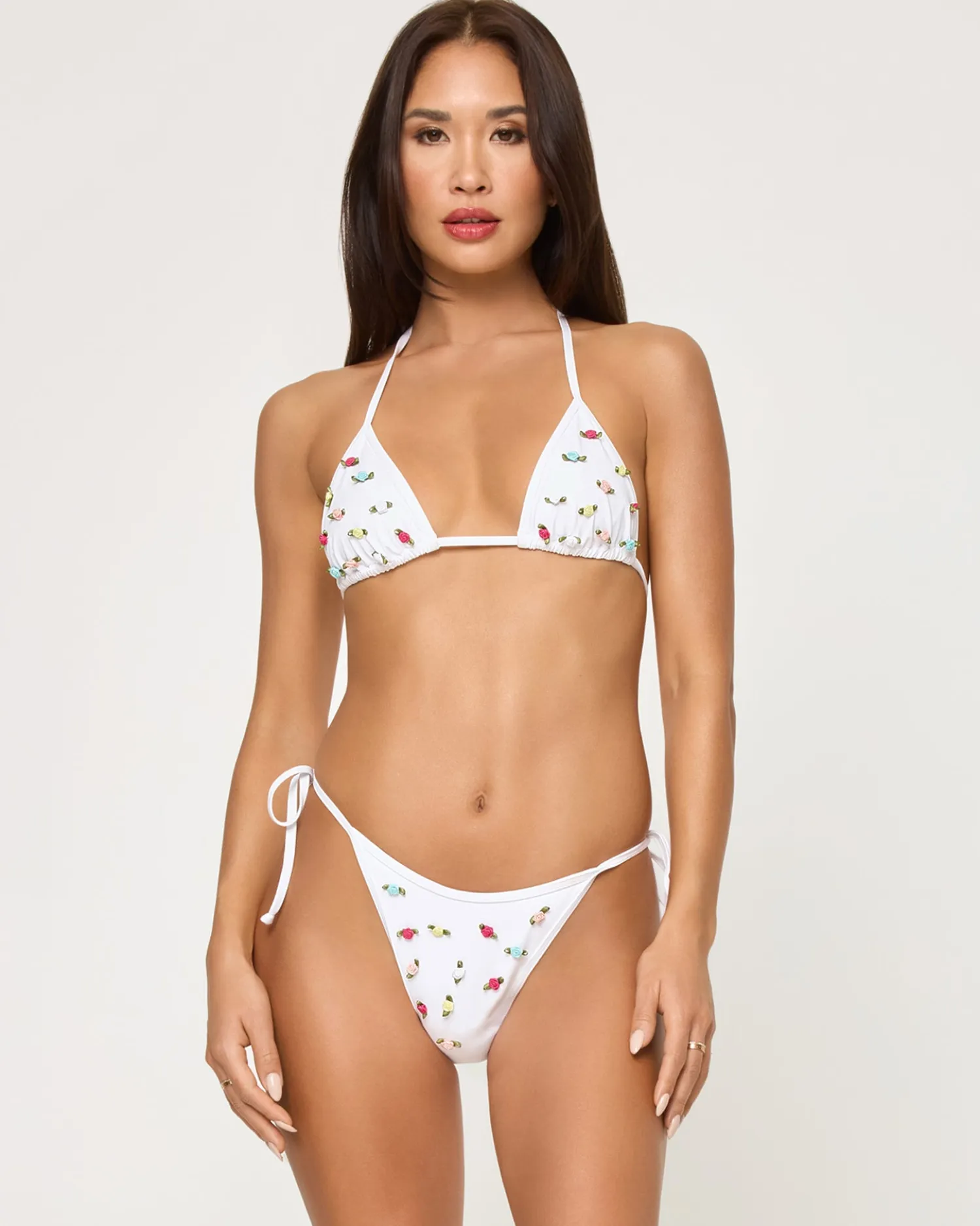 Hot Aspen Bikini Top - White Rosette Bikini Tops|Triangle