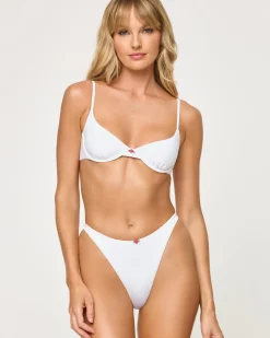 Outlet Belle Bikini Top - White Rosette Bikini Tops