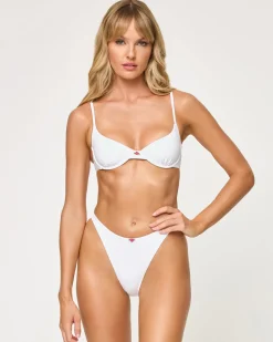Outlet Belle Bikini Top - White Rosette Bikini Tops