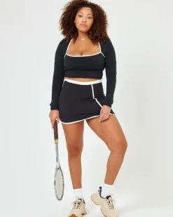 Clearance Campbell Skort - Black-Cream Bottoms