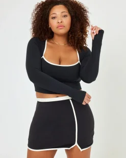 Clearance Campbell Skort - Black-Cream Bottoms