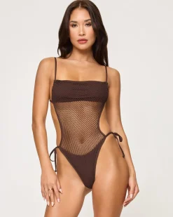 Online Catching Up One Piece Swimsuit - Espresso Classic|One Pieces
