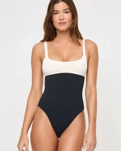 Outlet Descanso One Piece Swimsuit - Black-Cream Classic|One Pieces