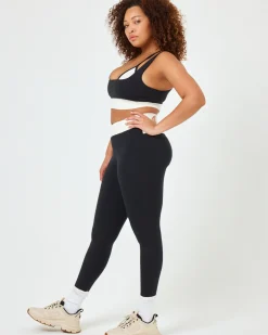 Clearance Division Legging - Black-Cream Bottoms