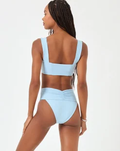 Fashion Eco Chic Repreve® Bardot Bikini Bottom - Sky Blue High Waist|Bikini Bottoms