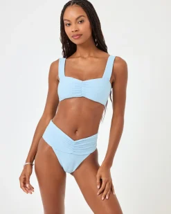 Fashion Eco Chic Repreve® Bardot Bikini Bottom - Sky Blue High Waist|Bikini Bottoms