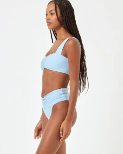 Fashion Eco Chic Repreve® Bardot Bikini Bottom - Sky Blue High Waist|Bikini Bottoms