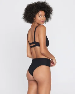 Best Eco Chic Repreve® Desi Bikini Bottom - Black High Waist|Classic