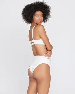 Fashion Eco Chic Repreve® Desi Bikini Bottom - Cream High Waist|Classic