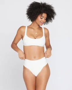 Fashion Eco Chic Repreve® Desi Bikini Bottom - Cream High Waist|Classic