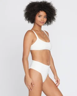 Fashion Eco Chic Repreve® Desi Bikini Bottom - Cream High Waist|Classic