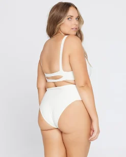 Fashion Eco Chic Repreve® Desi Bikini Bottom - Cream High Waist|Classic