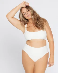 Fashion Eco Chic Repreve® Desi Bikini Bottom - Cream High Waist|Classic
