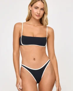 Outlet Elle Bikini Bottom - Black-Cream Bitsy