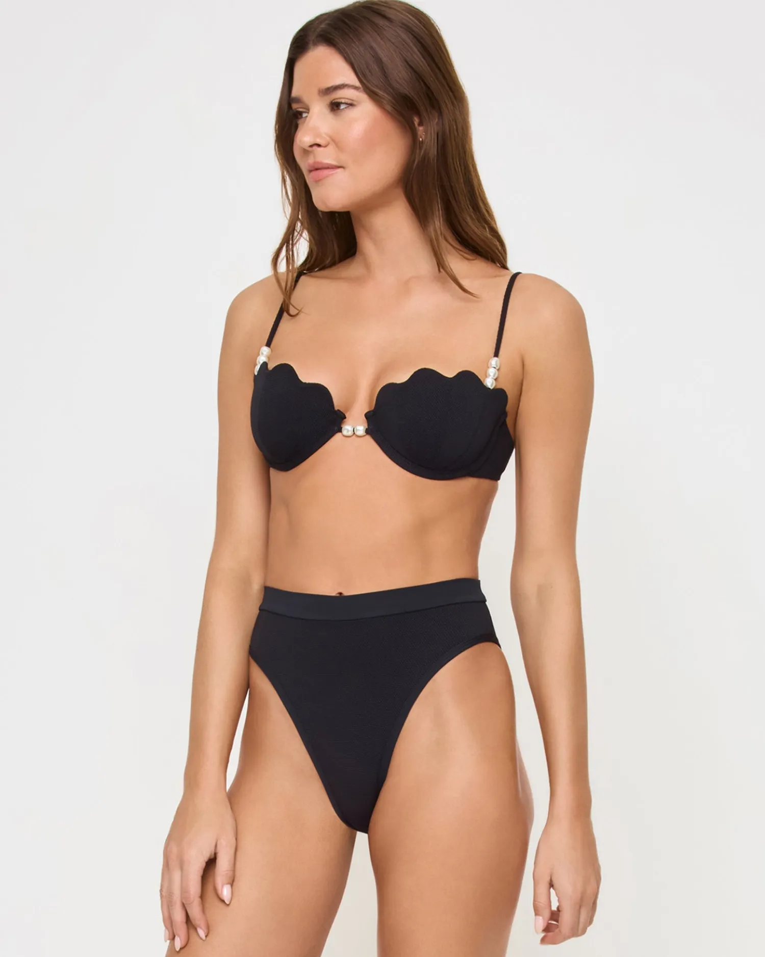 Outlet Frenchi Bikini Bottom - Black High Waist|Bitsy