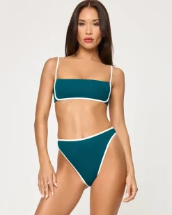 Best Hazel Bikini Top - Deep Teal-Cream Bralette|Bikini Tops