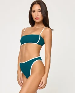 Best Hazel Bikini Top - Deep Teal-Cream Bralette|Bikini Tops