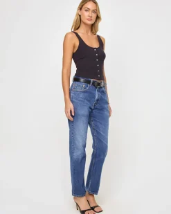 Best Jeanie Pointelle Tank - Black Tops