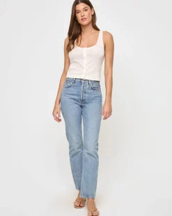 Hot Jeanie Pointelle Tank - Cream Tops