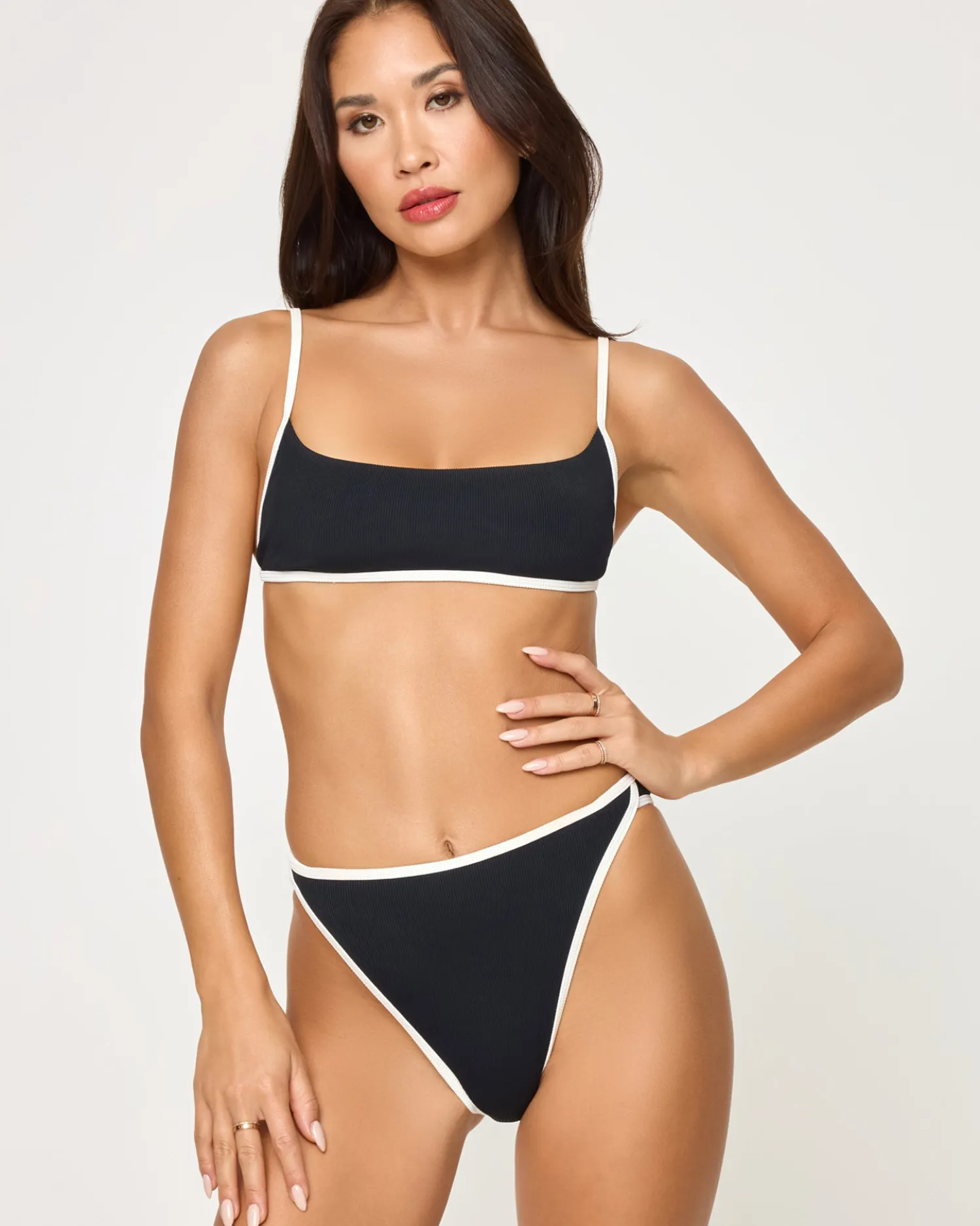 Best Kourt Bikini Bottom - Black-Cream High Waist|Classic