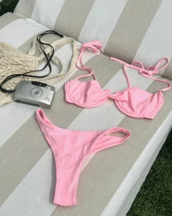 Clearance Leilani Bikini Bottom - Crystal Pink Bikini Bottoms