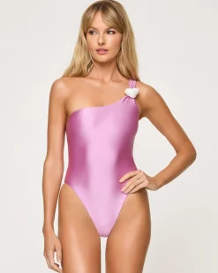 Outlet Luminescent One Piece Swimsuit - Mauve Bitsy|One Pieces