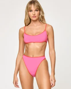 Clearance Nora Bikini Bottom - Bubblegum-Grapefruit High Waist|Bitsy