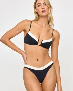 Fashion Peyton Bikini Top - Black-Cream Bralette|Bikini Tops