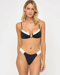 Fashion Peyton Bikini Top - Black-Cream Bralette|Bikini Tops