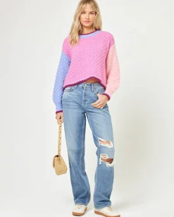 Hot Pretty Please Sweater - Costa Del Sol Colorblock Sweaters