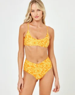 Clearance Printed High Tide Bikini Top - Golden Hour Blooms Bralette|Bikini Tops