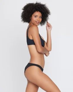 Outlet Ribbed Camacho Bikini Bottom - Black Full|Classic
