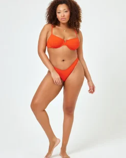 New Ribbed Dominic Bikini Bottom - Pimento Bitsy|Bikini Bottoms