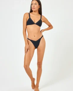 Clearance Ribbed Farrah Bikini Top - Black Bralette|Bikini Tops