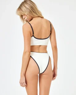 Fashion Ribbed Nora Bikini Bottom - Cream Black Bitsy|Bikini Bottoms
