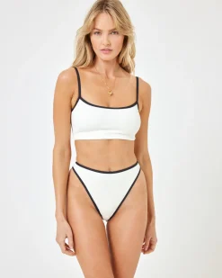 Fashion Ribbed Nora Bikini Bottom - Cream Black Bitsy|Bikini Bottoms