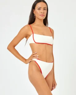 Best Ribbed Nora Bikini Bottom - Cream-Pimento High Waist|Bitsy