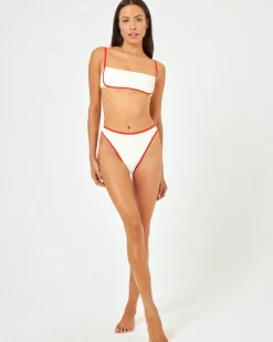Best Ribbed Nora Bikini Bottom - Cream-Pimento High Waist|Bitsy
