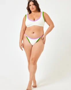 Best Ribbed Vacay Bikini Bottom - Cream-Jewel-Palm Classic|Bikini Bottoms