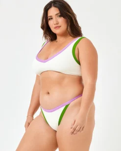 Best Ribbed Vacay Bikini Bottom - Cream-Jewel-Palm Classic|Bikini Bottoms