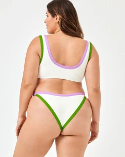 Best Ribbed Vacay Bikini Bottom - Cream-Jewel-Palm Classic|Bikini Bottoms
