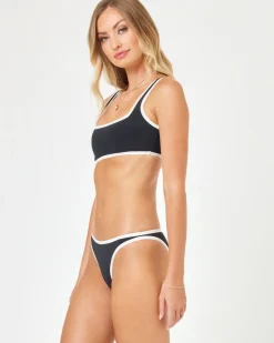 New Seam-Free Color Block Camacho Bikini Bottom - Black-Cream Classic|Bikini Bottoms