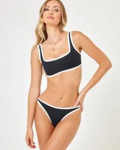 Outlet Seamless Ace Bikini Top - Black-Cream Bralette|Bikini Tops