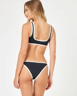 Outlet Seamless Ace Bikini Top - Black-Cream Bralette|Bikini Tops