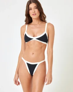 Hot Taylor Bikini Top - Black-Cream Bralette|Bikini Tops