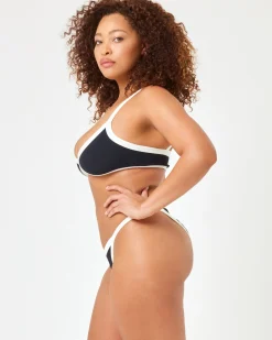 Hot Taylor Bikini Top - Black-Cream Bralette|Bikini Tops
